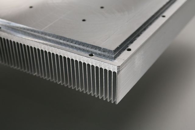 crimped heat sinks after CNC machined